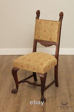 Antique Renaissance Revival Set of Twelve Carved Oak Dining Chairs