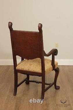 Antique Renaissance Revival Set of Twelve Carved Oak Dining Chairs