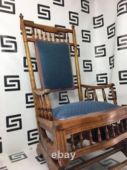 Antique Rocker Platform Rocking Chair Walnut or Cherry Springs Turned Late 1800s