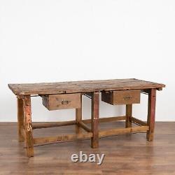 Antique Rustic Work Table With Two Drawers from Hungary circa 1880