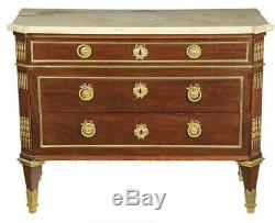 Antique Scandinavian Neo Classical Mahogany Marble Top Commode, late 18th C