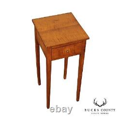 Antique Shaker Style Tiger Maple One Drawer Side Table