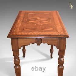 Antique Side Table, Georgian, English, Inlaid, Oak, Occasional, c. 1800