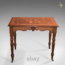 Antique Side Table, Georgian, English, Inlaid, Oak, Occasional, c. 1800