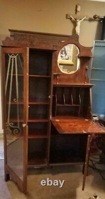 Antique Side by Side Curio Secretary Cabinet, Circa Late 1800's