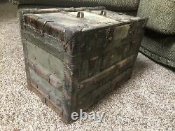 Antique Small Steamer Half Trunk Late 19th Century Train Stagecoach 18 x11x13