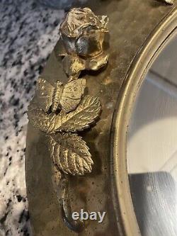 Antique Solid Brass Wall Sconce Mirrored Bird & Butterflies