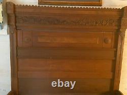 Antique Solid Oak Eastlake Victorian Child Bed with custom Mattress late 1800s