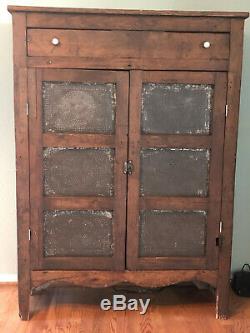 Antique Southern pie safe with original punched tin doors, late 19th century