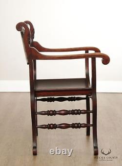 Antique Stomps-Burkhardt Carved Mahogany Saddle Hall Chair