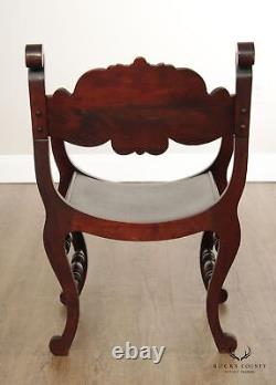 Antique Stomps-Burkhardt Carved Mahogany Saddle Hall Chair