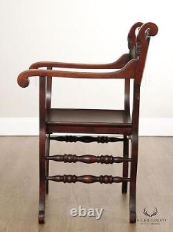 Antique Stomps-Burkhardt Carved Mahogany Saddle Hall Chair