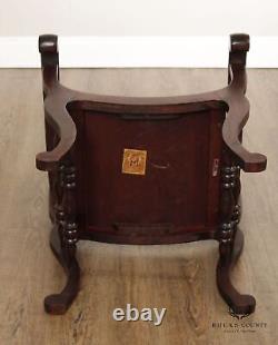 Antique Stomps-Burkhardt Carved Mahogany Saddle Hall Chair