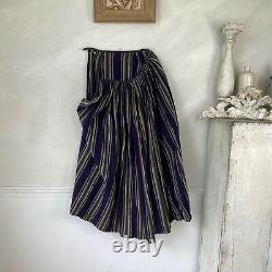 Antique Striped Work Skirt mid late 1800s French Workwear Chore Skirt Wool