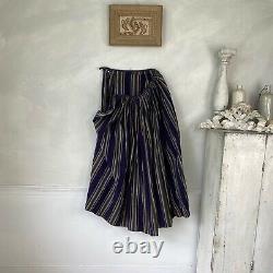 Antique Striped Work Skirt mid late 1800s French Workwear Chore Skirt Wool
