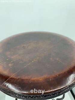 Antique Tonk Iron & Wood Piano Stool Late 1800's Early 1900's