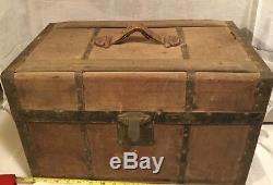Antique Uniform Trunk Wood Metal Canvas Late 1800s Early 1900s
