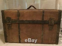Antique Uniform Trunk Wood Metal Canvas Late 1800s Early 1900s