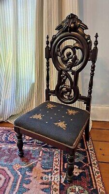 Antique Victorian Belter Style Rococo Revival Carved Music Chair 40