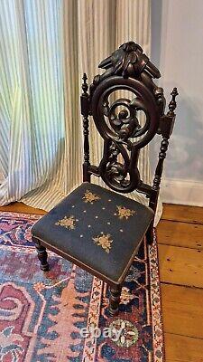 Antique Victorian Belter Style Rococo Revival Carved Music Chair 40