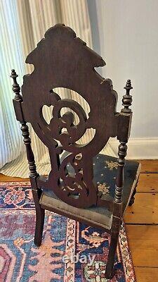 Antique Victorian Belter Style Rococo Revival Carved Music Chair 40