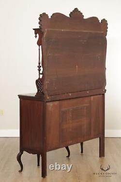 Antique Victorian Carved Mahogany Mirrored Etagere Sideboard