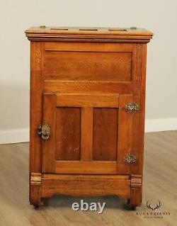 Antique Victorian Carved Oak Two Compartment Ice Box