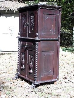 Antique Victorian Carved Walnut Dry Bar Cabinet Cupboard Server Late 19th C