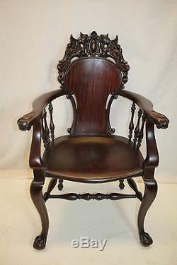 Antique Victorian Chippendale Mahogany Armchair, late 19th C