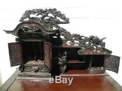 Antique Victorian Elaborately Carved Desk with Matching Chair (Late 1800s)