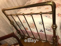 Antique Victorian Era Brass Twin Size Bed from Late 1800s Early 1900s