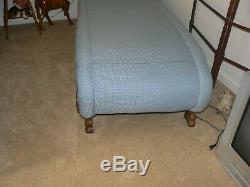 Antique Victorian Fainting Couch late 1800s Blue re-upholstered (JB)