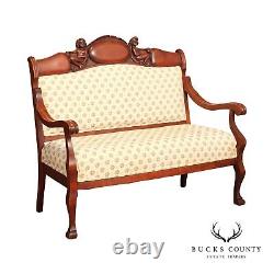 Antique Victorian Figural Carved Frame Settee