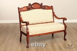 Antique Victorian Figural Carved Frame Settee