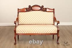 Antique Victorian Figural Carved Frame Settee