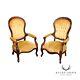 Antique Victorian Lady's and Gentleman's Complimenting Pair of Walnut Armchairs