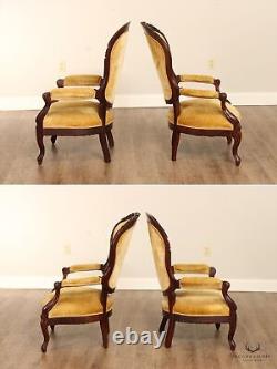 Antique Victorian Lady's and Gentleman's Complimenting Pair of Walnut Armchairs