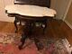Antique Victorian Marble Topped Parlor Table 1900th Century