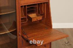 Antique Victorian Oak Side by Side Secretary Desk Curio Cabinet