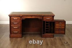 Antique Victorian Oak Wooten Style Executive Pedestal Desk