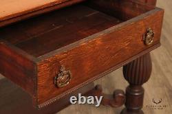 Antique Victorian Oak Writing Desk or Small Library Table