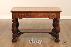 Antique Victorian Oak Writing Desk or Small Library Table