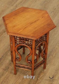 Antique Victorian Oak and Chestnut Stick and Ball Tabouret