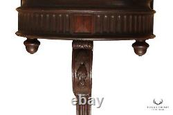 Antique Victorian Pair of Oak and Marble Demi-Lune Wall Mounted Console Tables
