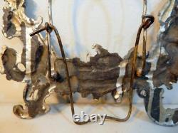 Antique Victorian Pewter Easel Back Mirror With Cherub Late 1800s to Early 1900s