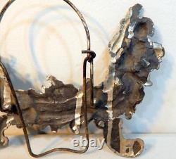 Antique Victorian Pewter Easel Back Mirror With Cherub Late 1800s to Early 1900s