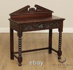 Antique Victorian Renaissance Revival Carved Oak Hall Table