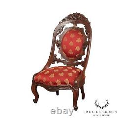 Antique Victorian Rococo Revival Style Carved Parlor Chair