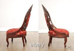 Antique Victorian Rococo Revival Style Carved Parlor Chair