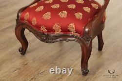 Antique Victorian Rococo Revival Style Carved Parlor Chair